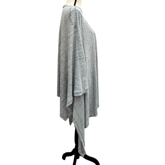 PURE DKNY GRAY MARLED LINEN OPEN SIDES PONCHO TOP - Picture 3 of 10